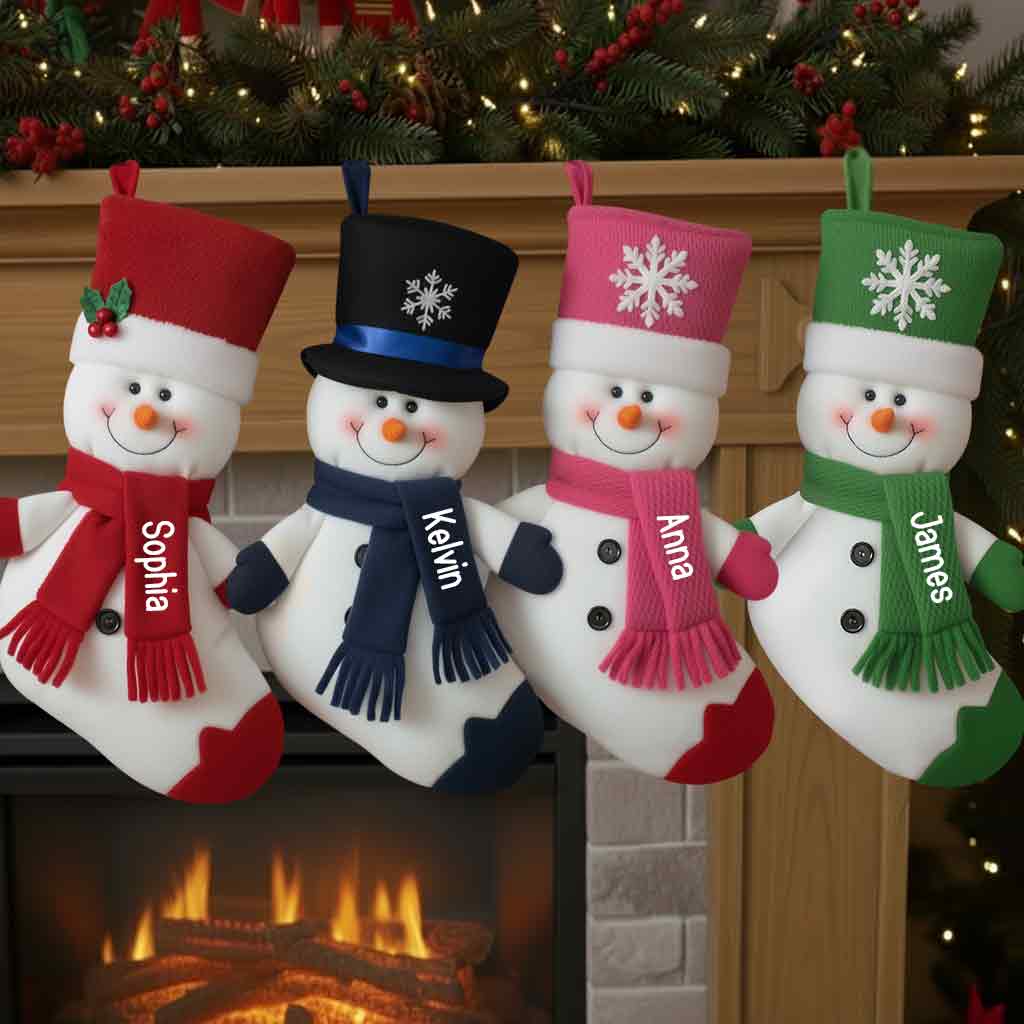 Merry Christmas - Personalized Family Shaped Christmas Stocking