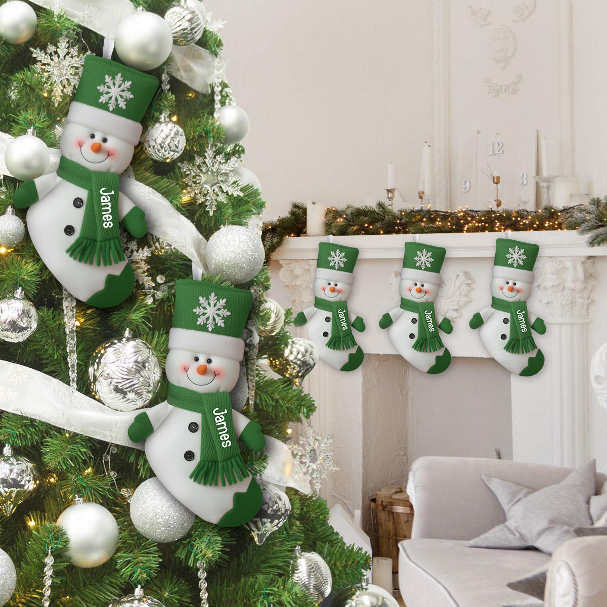 Merry Christmas - Personalized Family Shaped Christmas Stocking