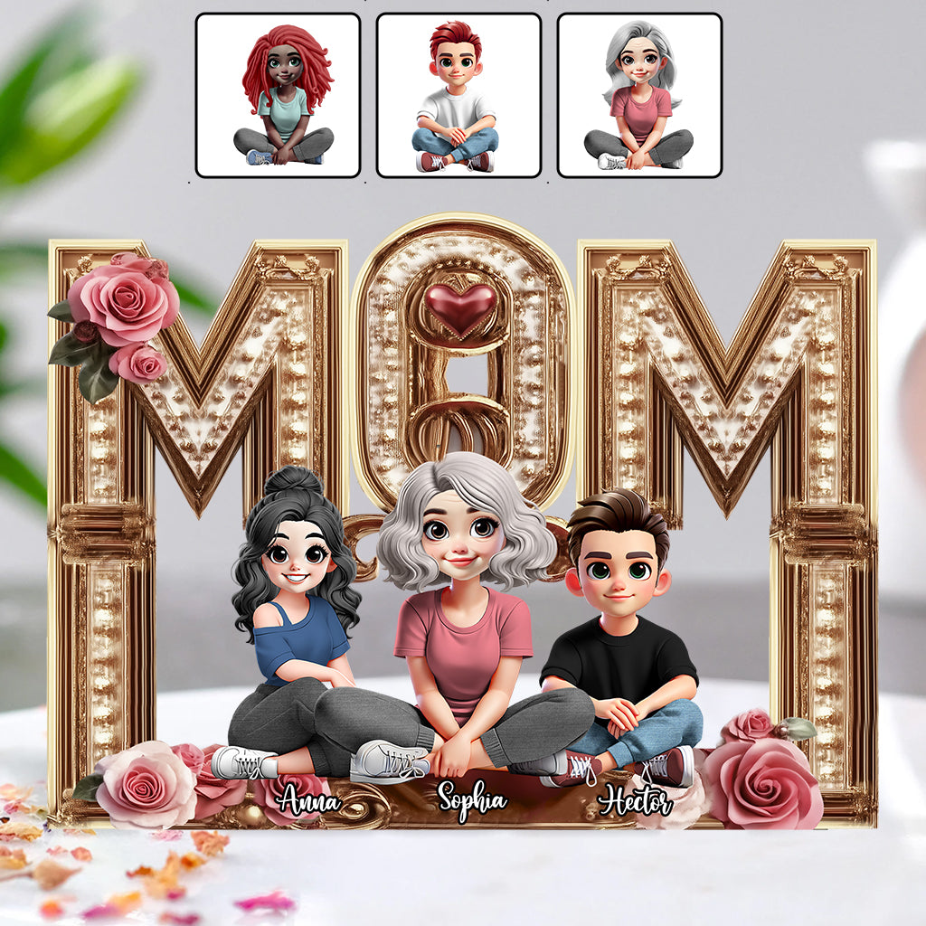 Mom I Love You - Personalized Mother Custom Shaped Acrylic Plaque