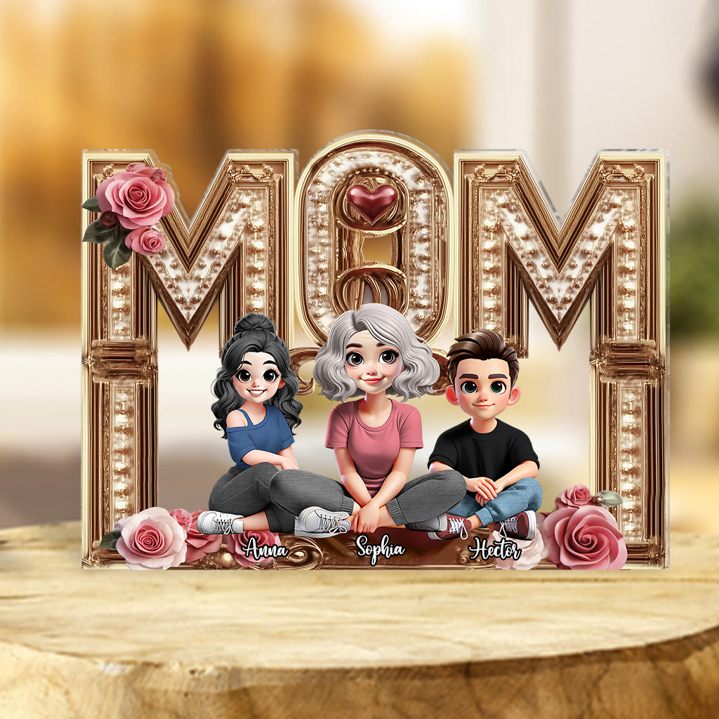 Mom I Love You - Personalized Mother Custom Shaped Acrylic Plaque