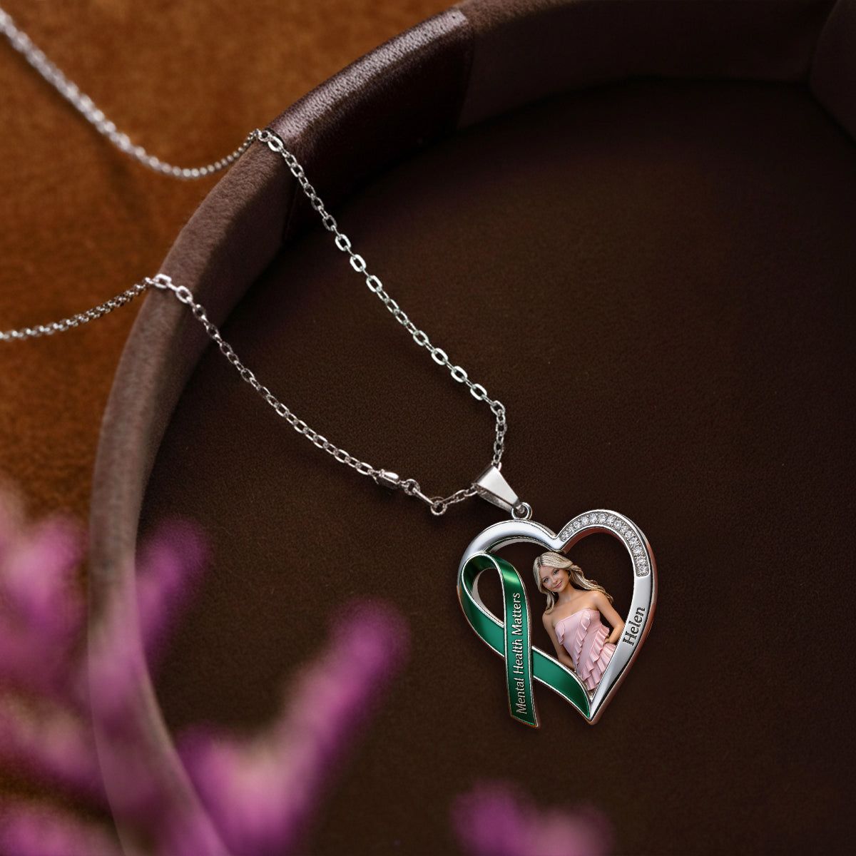 Custom Any Photo - Mental Health Matters - Personalized Mental Health Awareness Shaped Metal Pendant Necklace