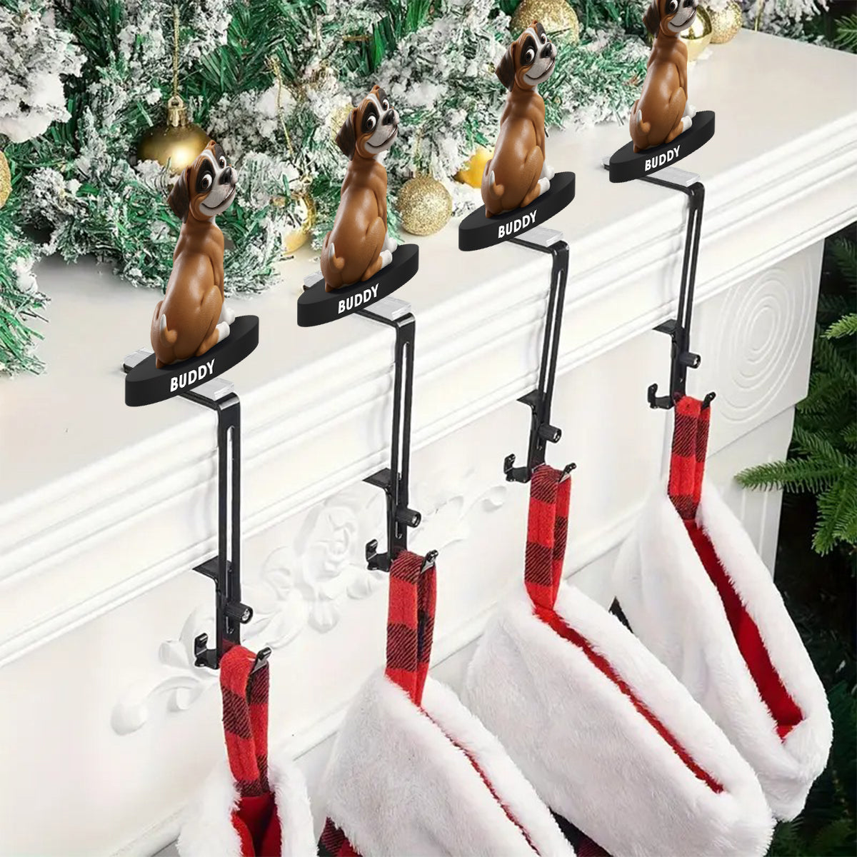 Funny Dogs - Personalized Dog Shaped Stocking Hanger