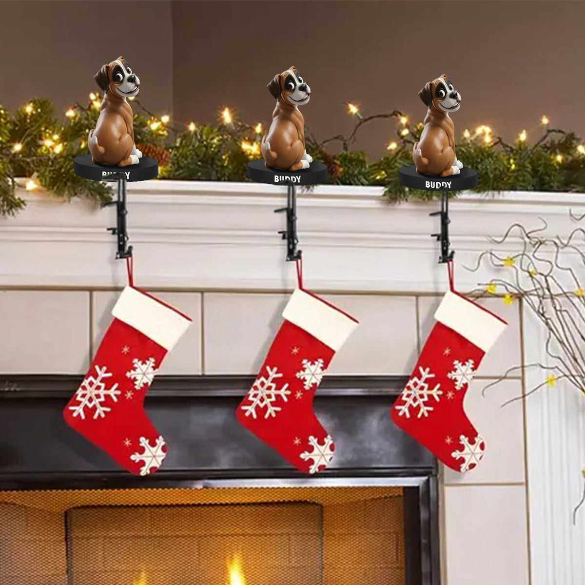 Funny Dogs - Personalized Dog Shaped Stocking Hanger