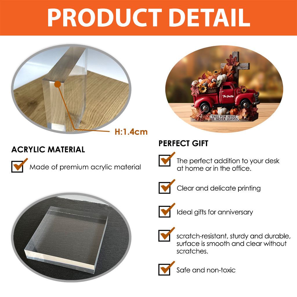 Fall For Jesus - Personalized Autumn Custom Shaped Acrylic Plaque