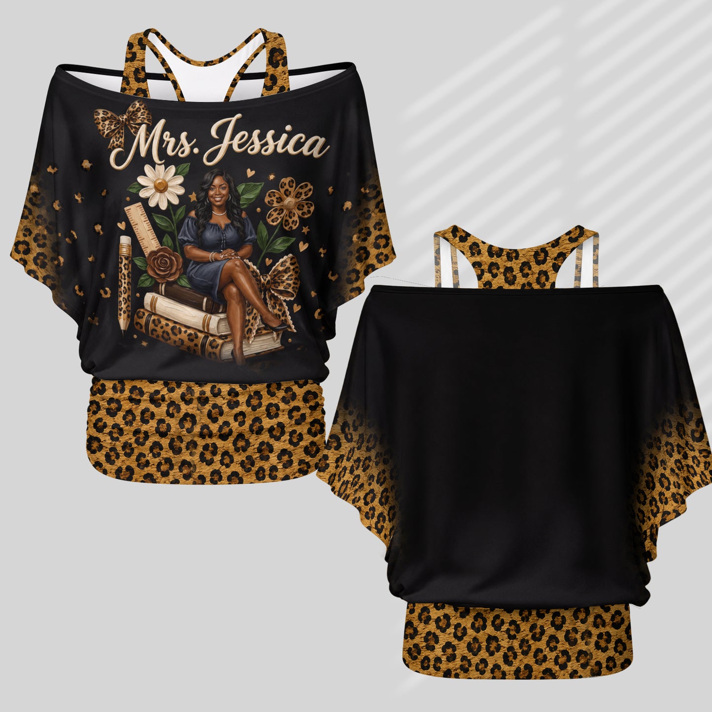 Teacher Gift - Personalized Teacher Off-Shoulder Top Set