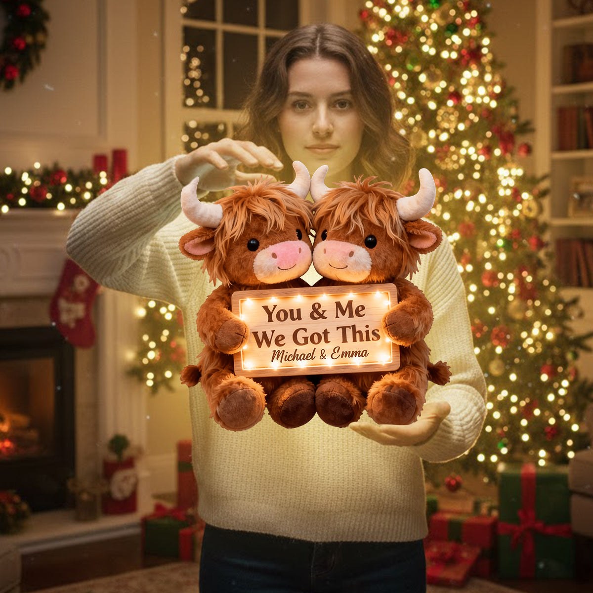 You & Me We Got This - Personalized Highland Cow LED Light Acrylic Sign