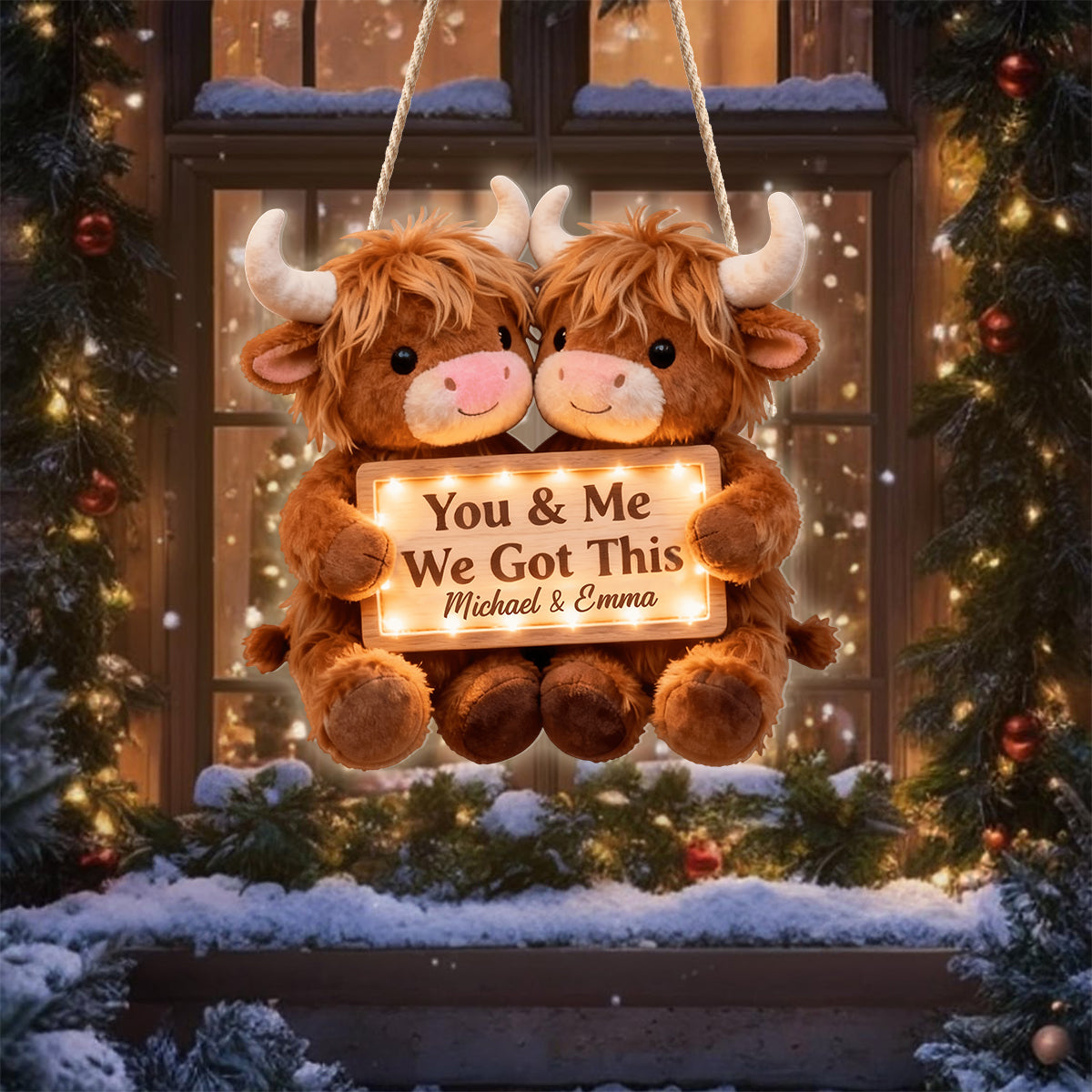 You & Me We Got This - Personalized Highland Cow LED Light Acrylic Sign