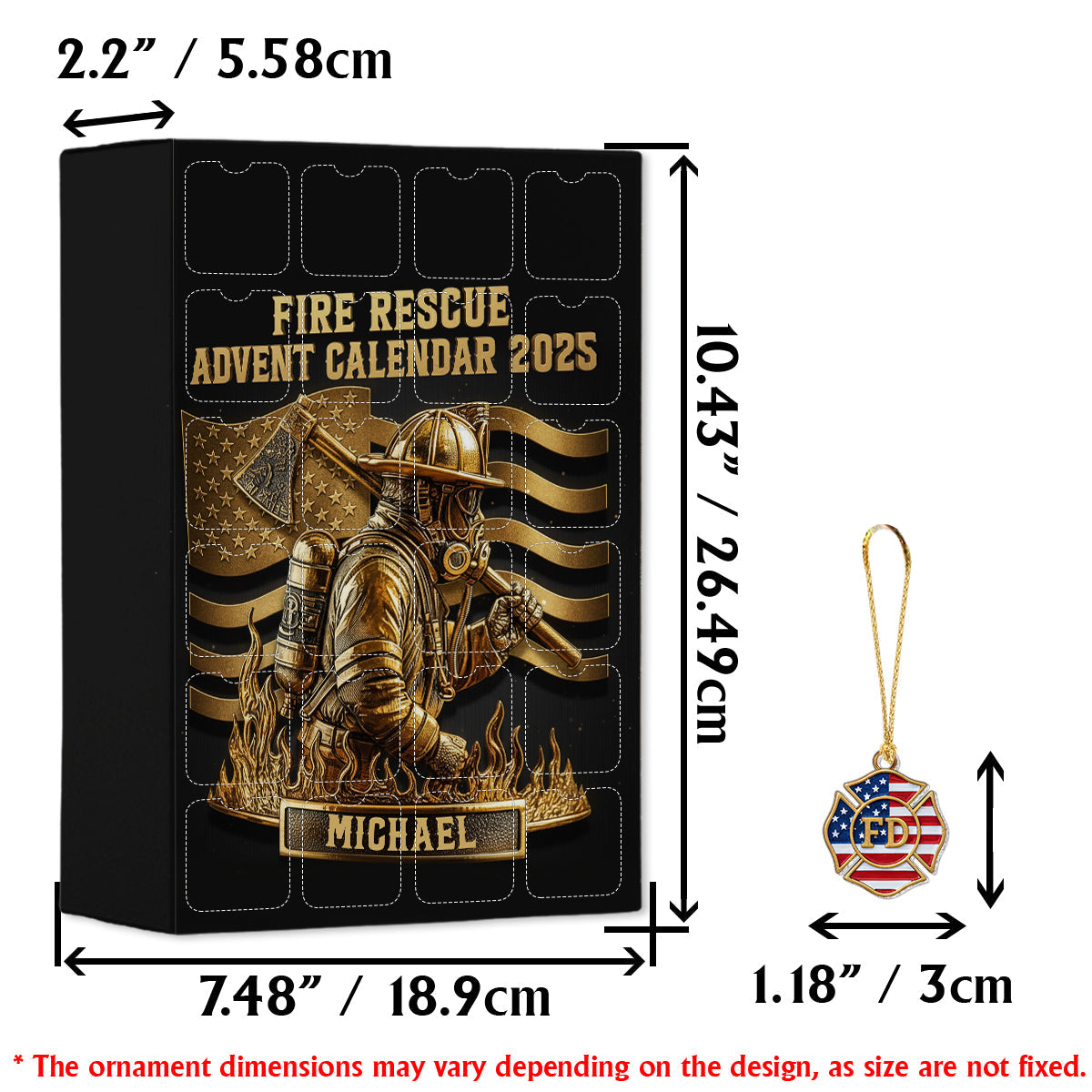 Fire Department Collection - Personalized Firefighter Advent Calendar With Ornaments