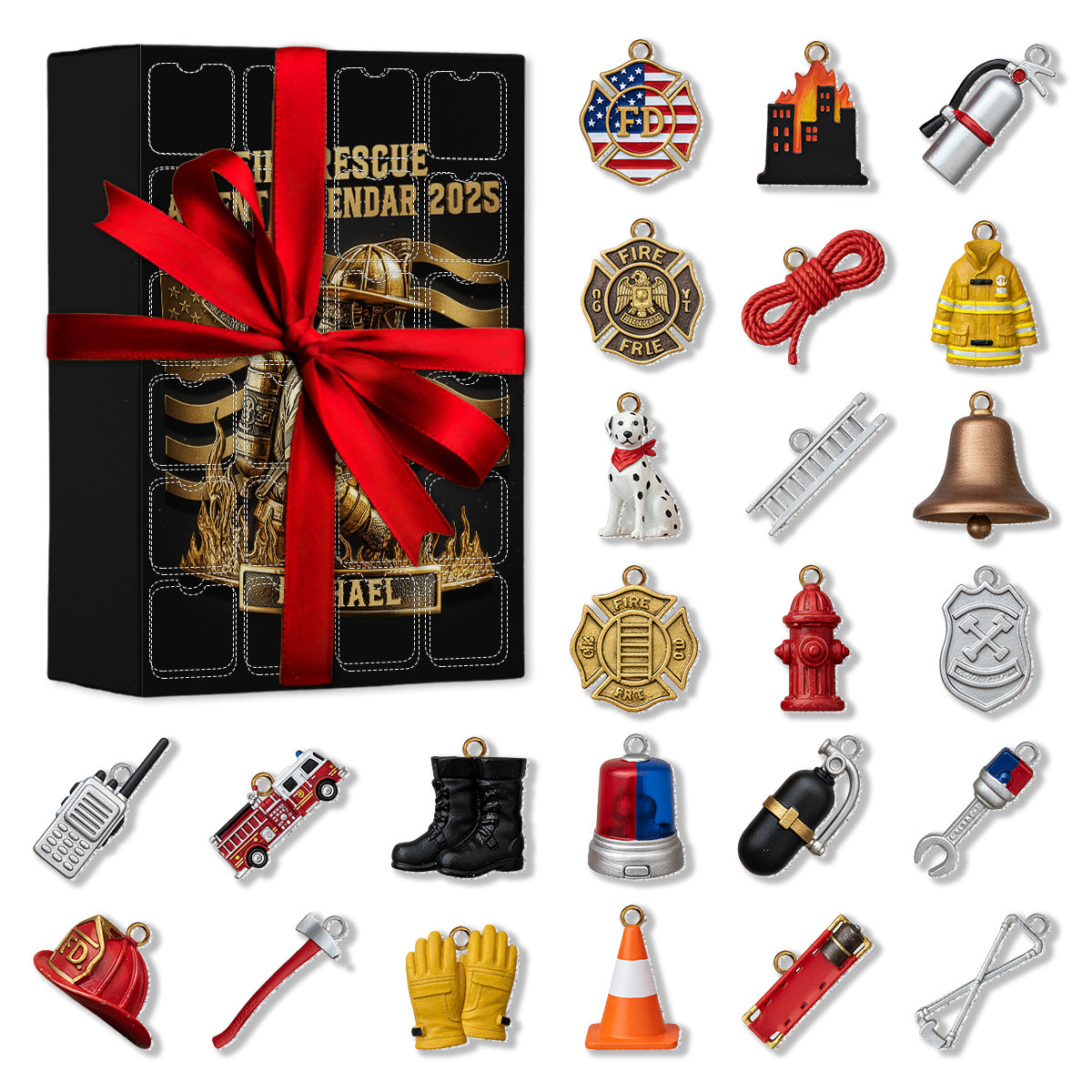 Fire Department Collection - Personalized Firefighter Advent Calendar With Ornaments