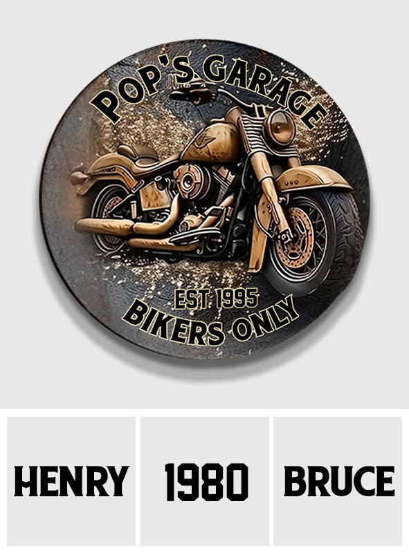 Biker Only Motorcycle Garage - Personalized Biker Round Metal Sign