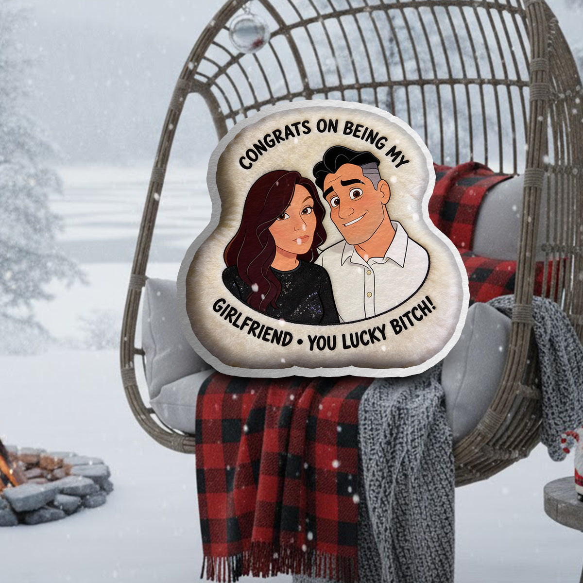 Love Is You - Personalized Couple Faux Fur Shaped Pillow