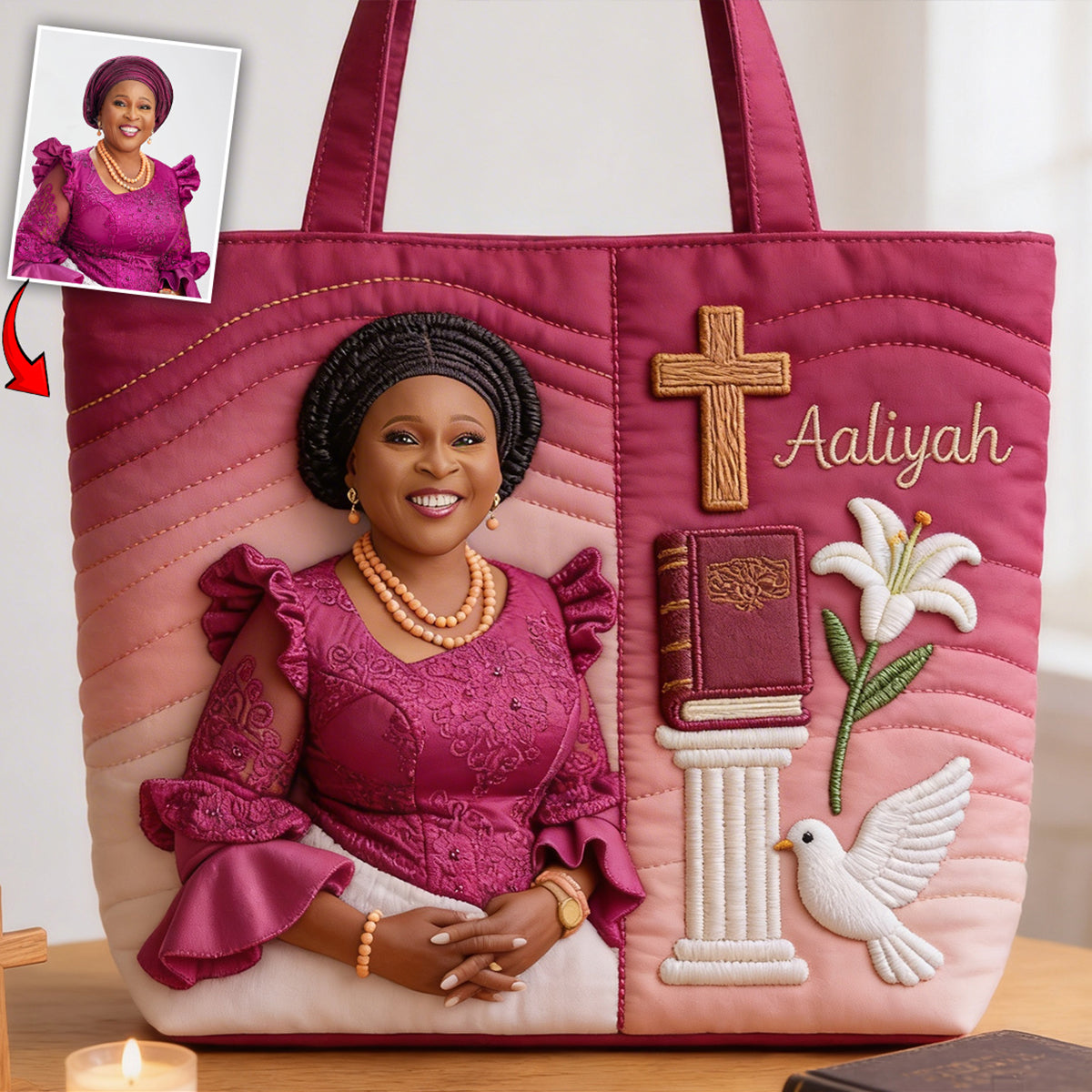 Custom Any Photo Believe - Personalized Christian Quilted Tote Bag