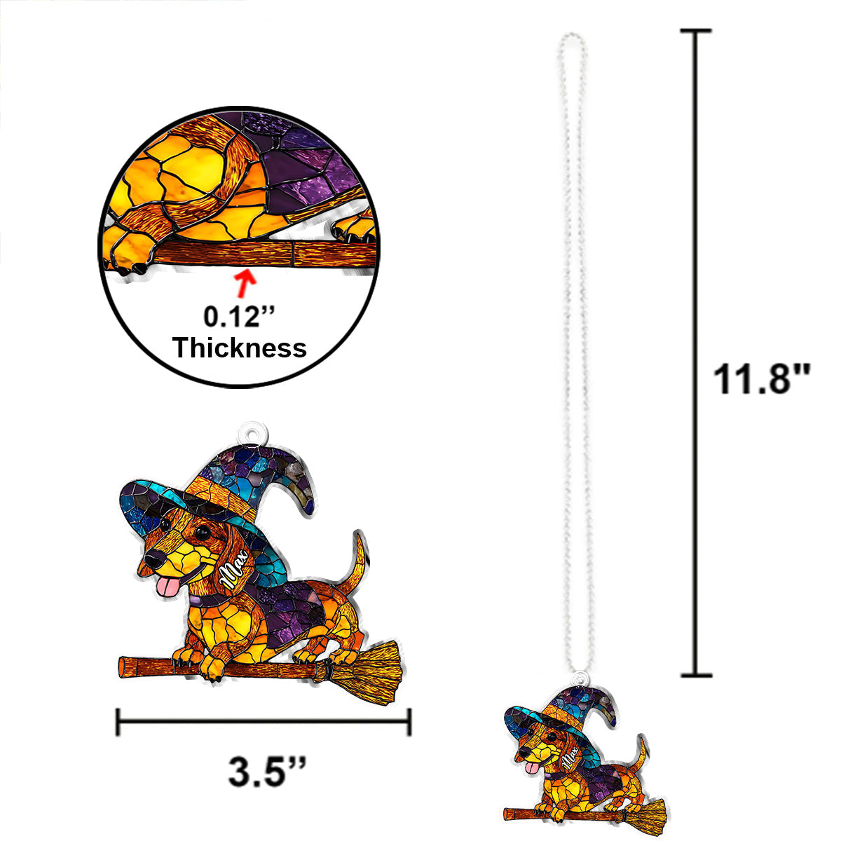 Spooky Halloween - Personalized Dog Custom Shaped Car Ornament