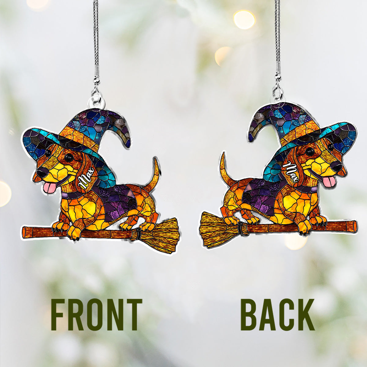 Spooky Halloween - Personalized Dog Custom Shaped Car Ornament