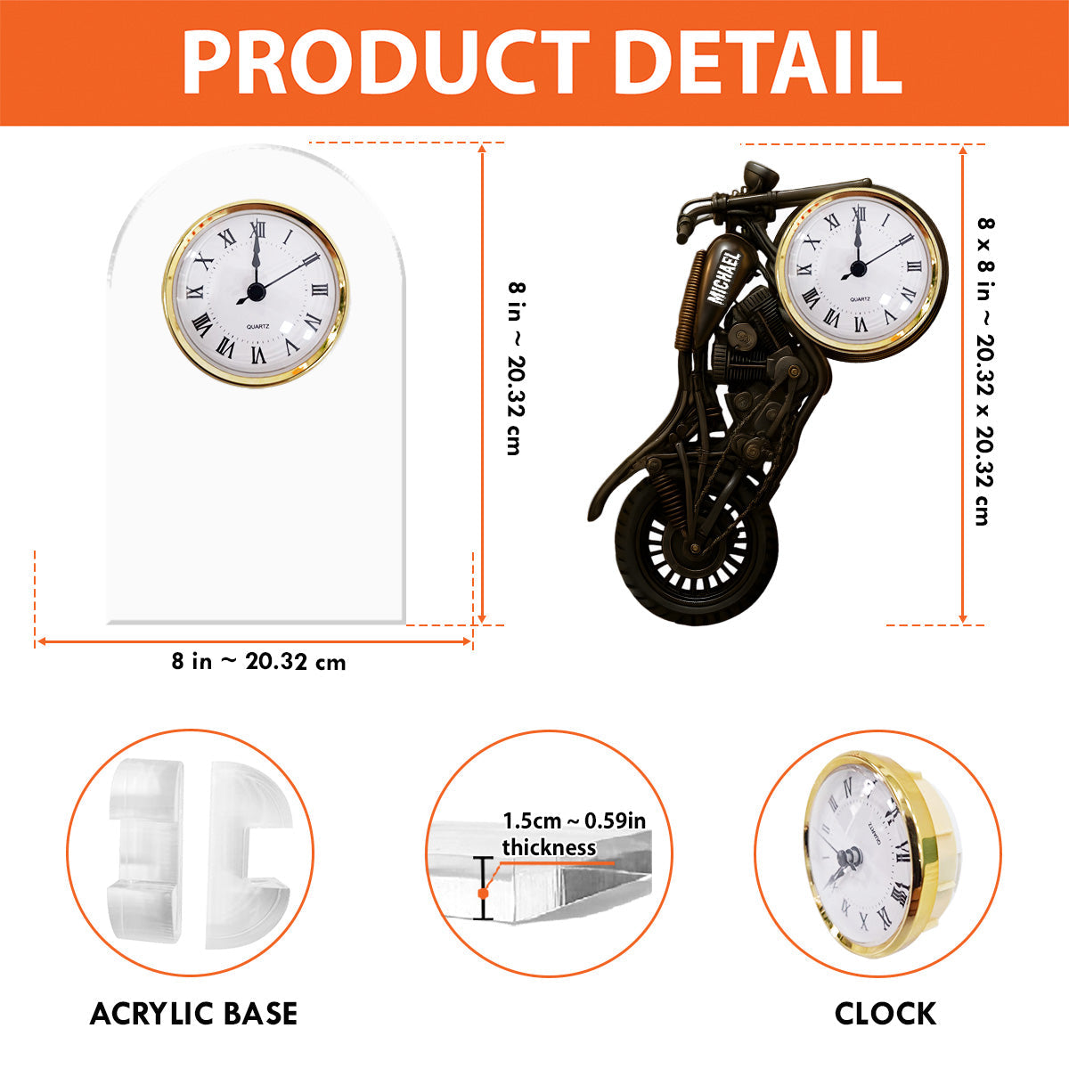 Time to Ride - Personalized Biker Acrylic Clock Plaque