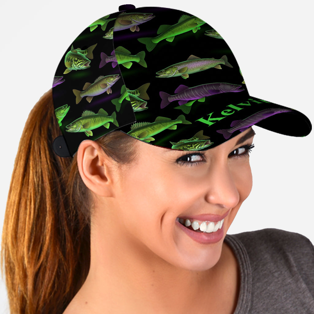 Neon Fishing Pattern - Personalized Fishing Classic Cap