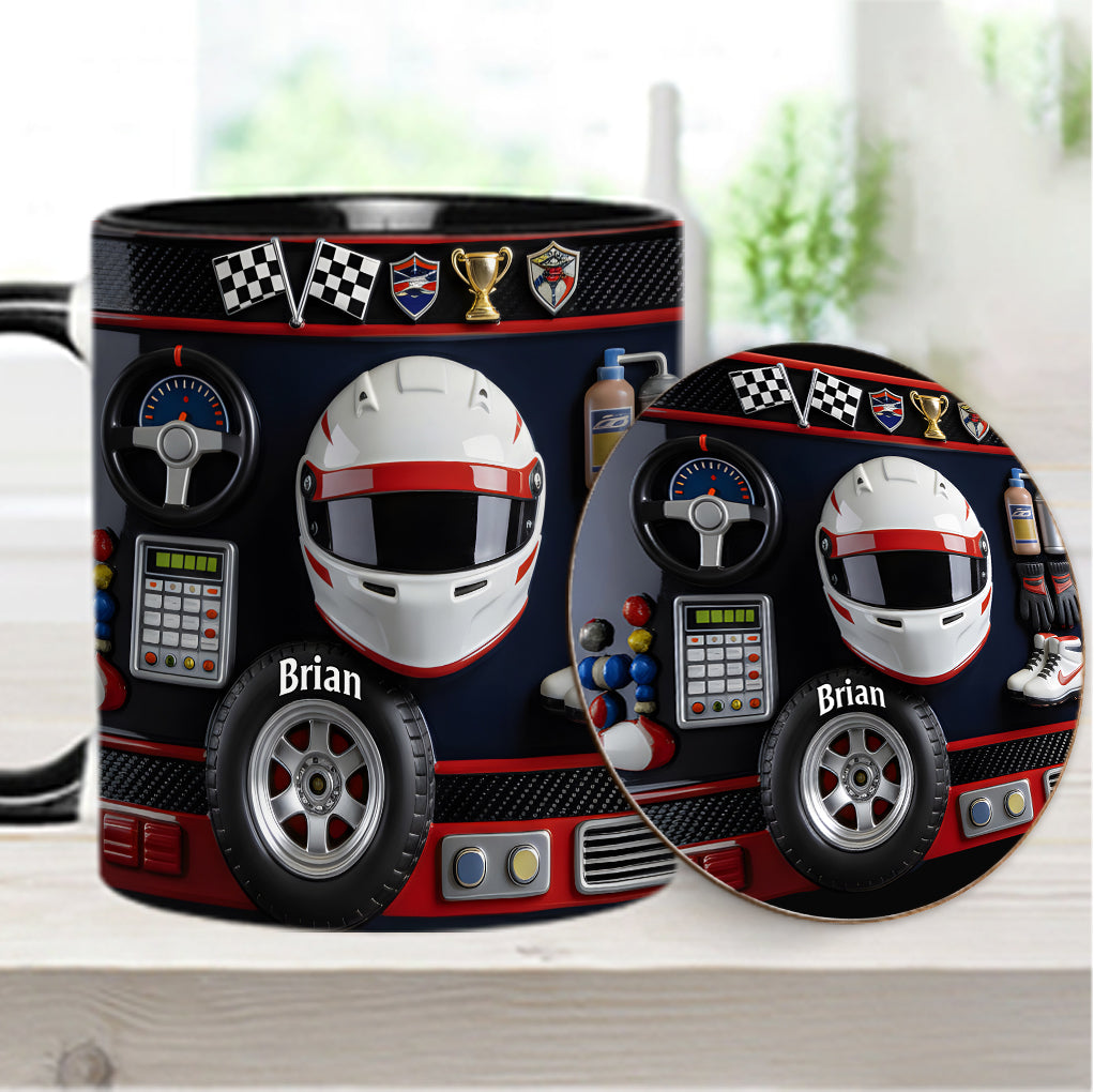 Born to Race - Personalized Racing Accent Mug & Coaster
