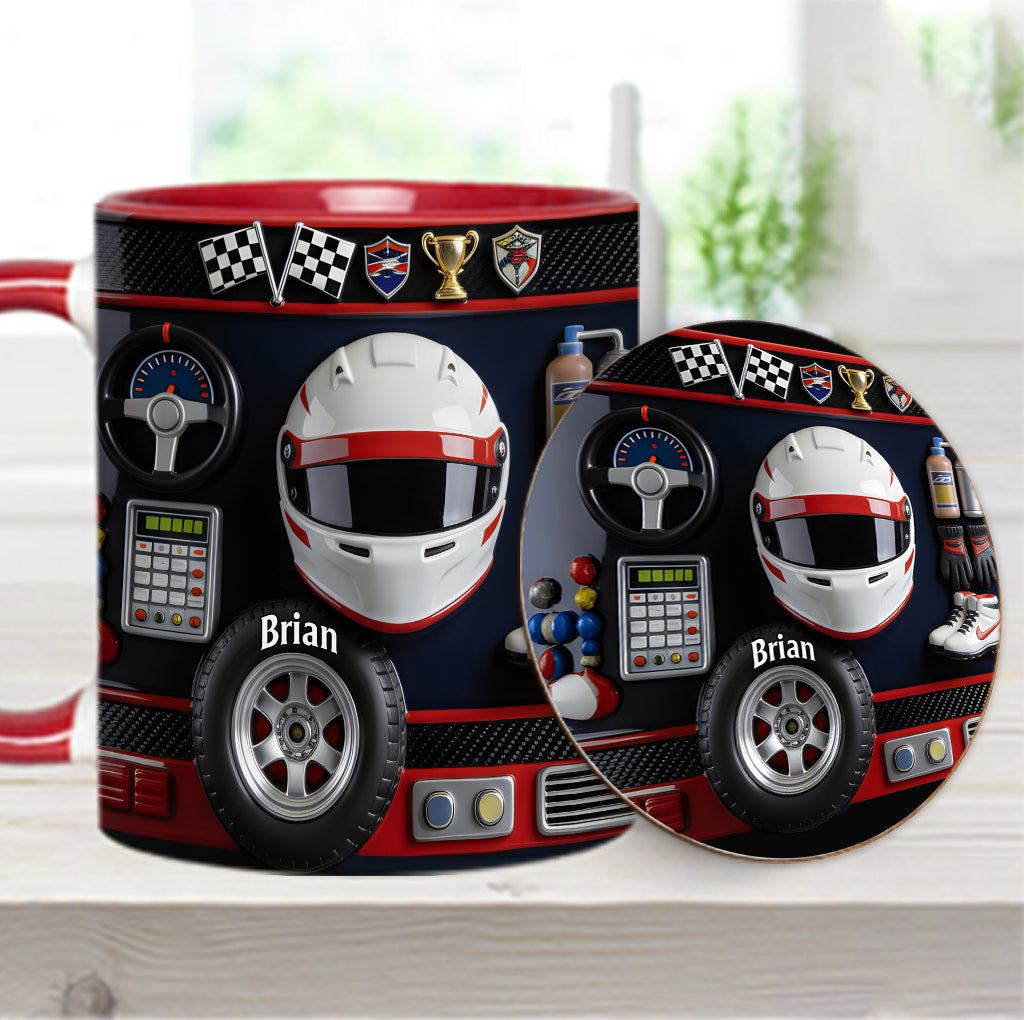 Born to Race - Personalized Racing Accent Mug & Coaster