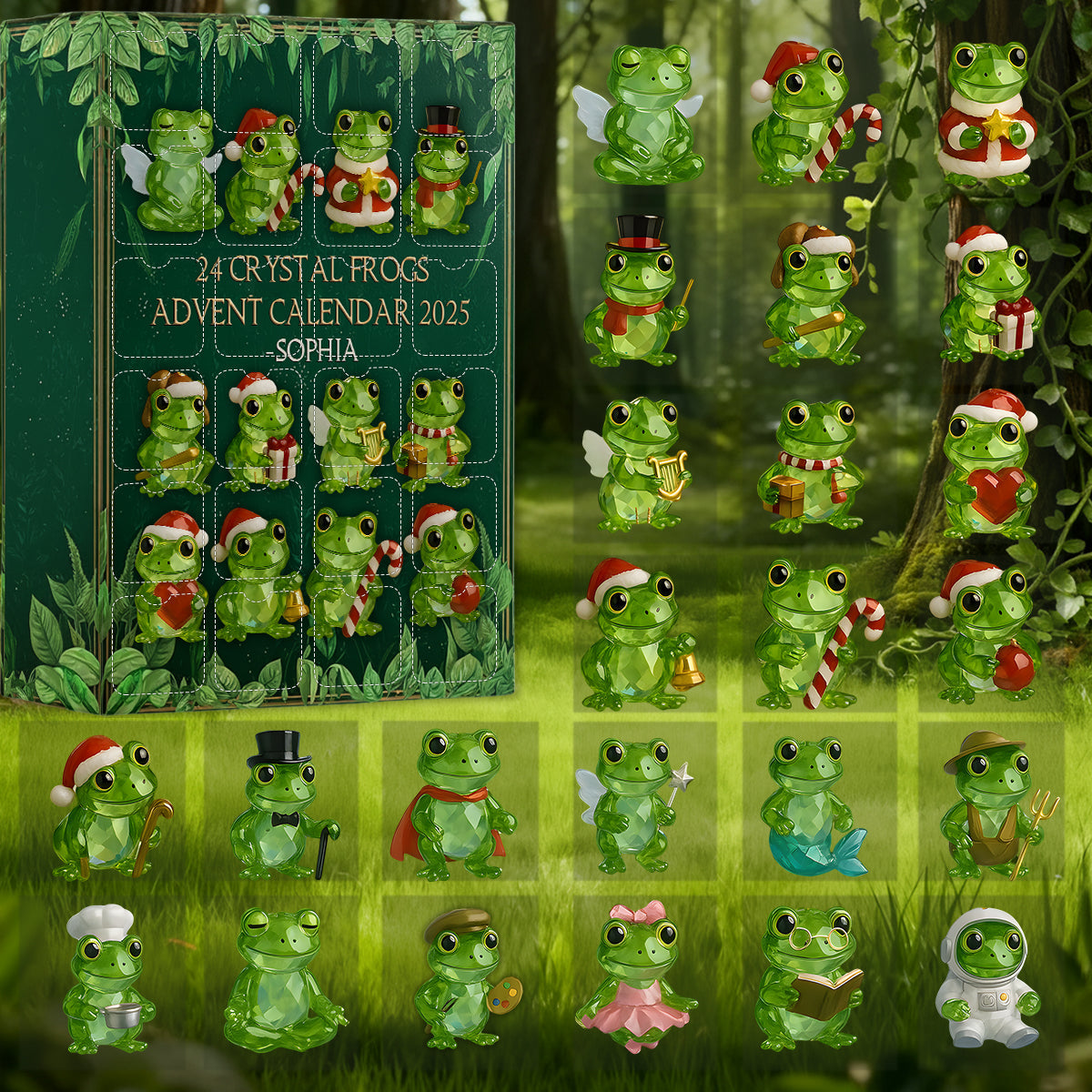 Frog Lovers - Personalized Frog Advent Calendar With Ornaments