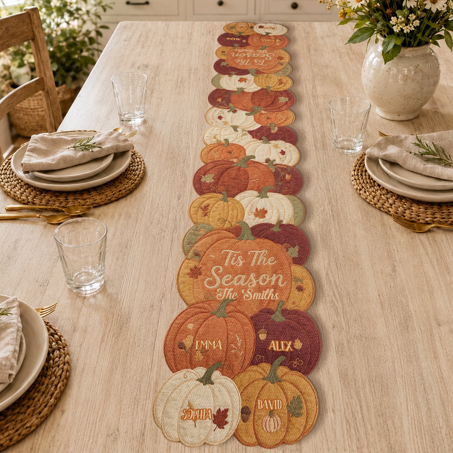 Tis The Season - Personalized Family Table Runner Custom Shape