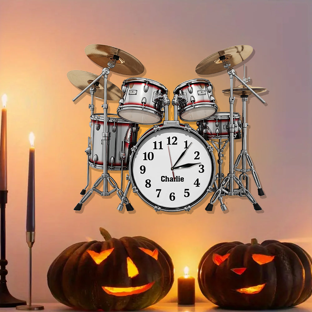 Time To Play Drum - Personalized Drummer LED Light Wall Clock