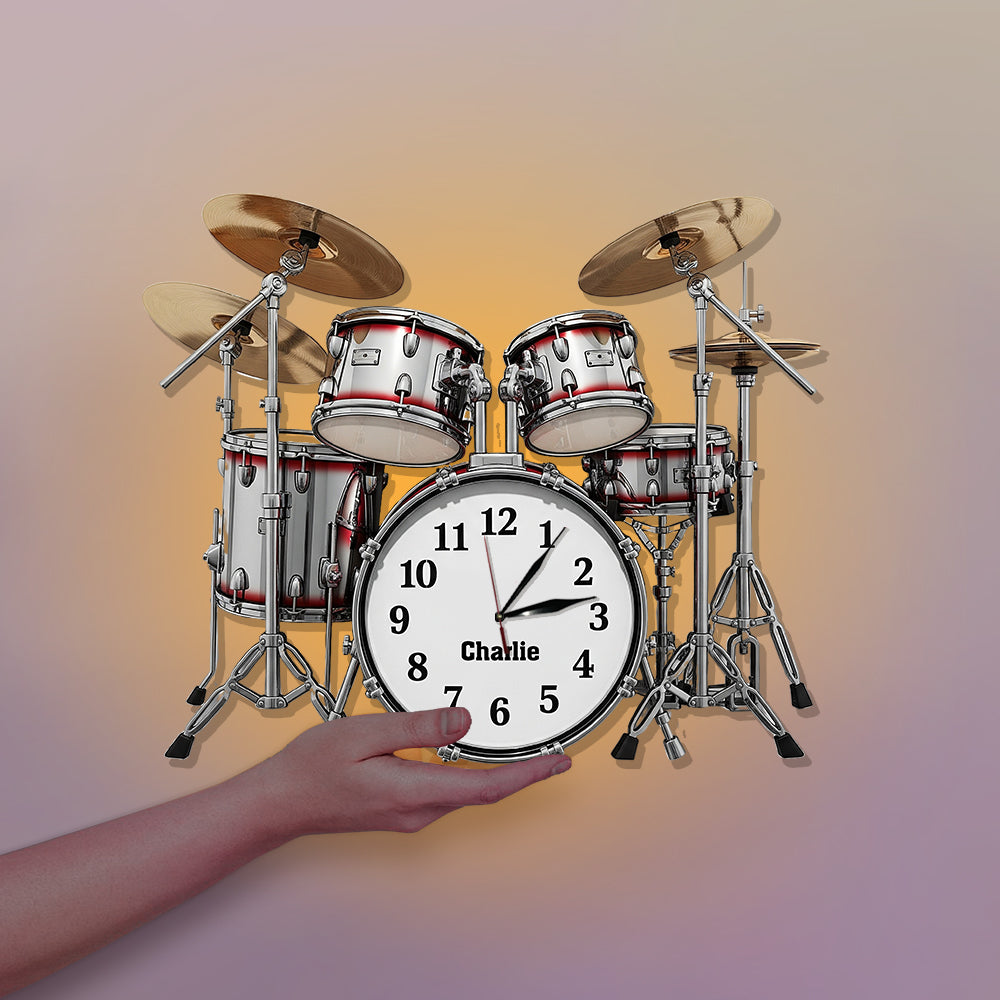 Time To Play Drum - Personalized Drummer LED Light Wall Clock