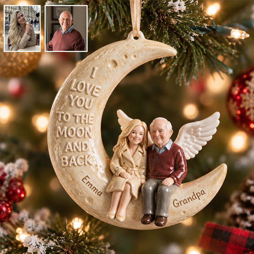 To The Moon And Back - Personalized Memorial Premium 3D Ornament