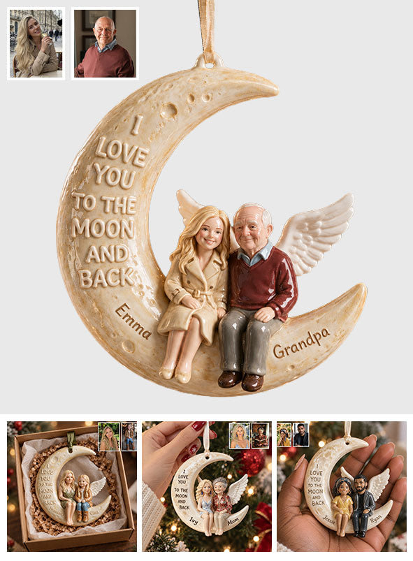 To The Moon And Back - Personalized Memorial Premium 3D Ornament