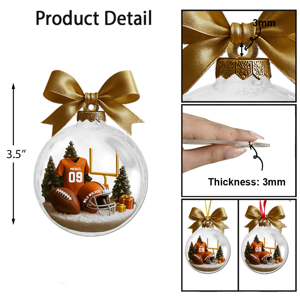 Football Season Is Coming - Personalized Football Transparent Ornament