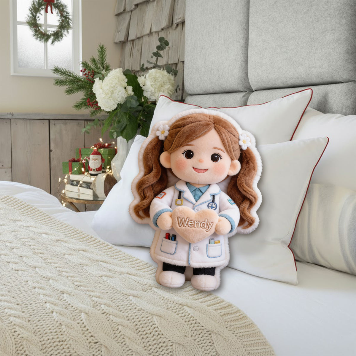 Custom Any Photo Dream job - Personalized Kid Faux Fur Shaped Pillow