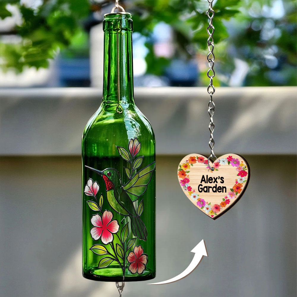 Love Gardening - Personalized Gardening Wine Bottle Wind Chime