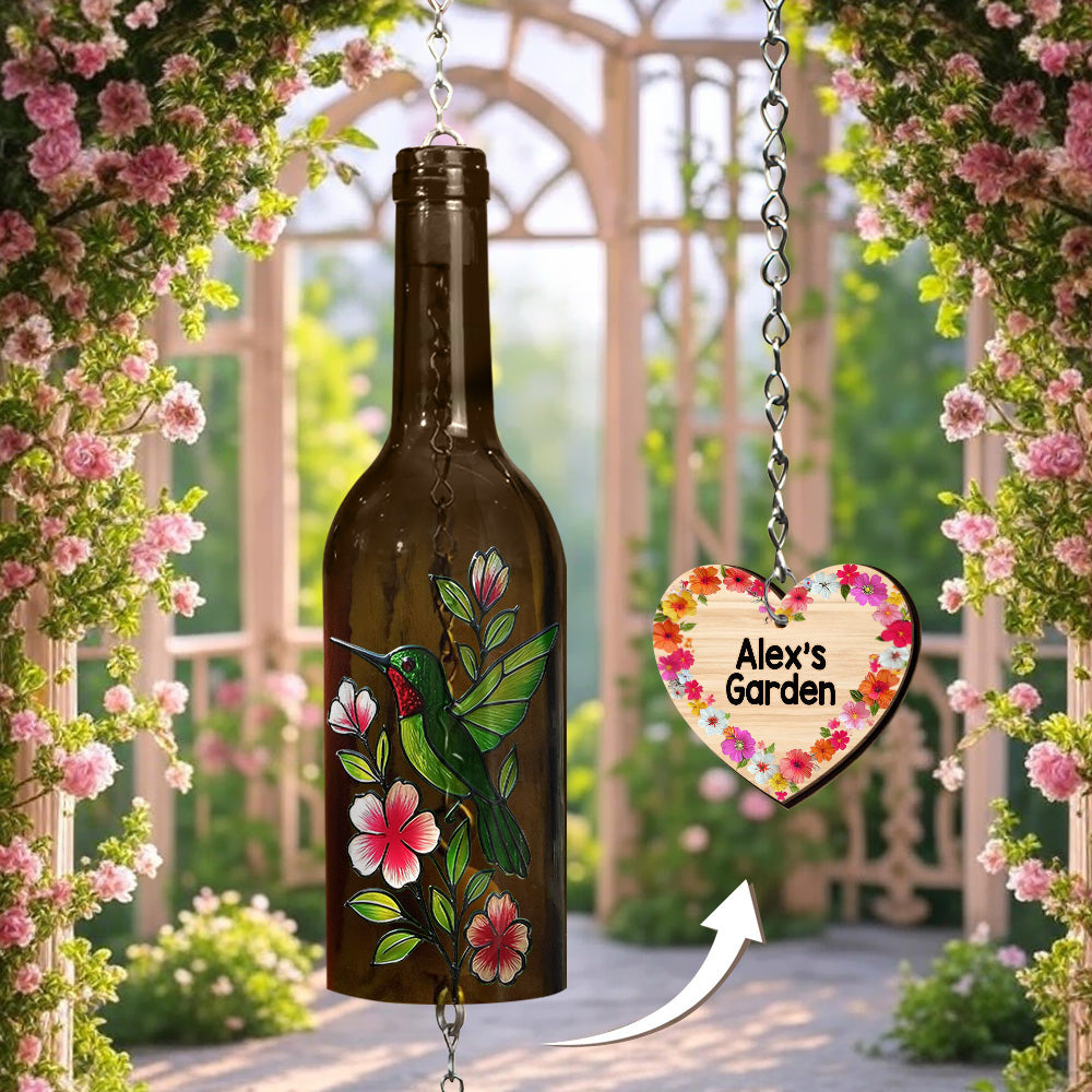 Love Gardening - Personalized Gardening Wine Bottle Wind Chime