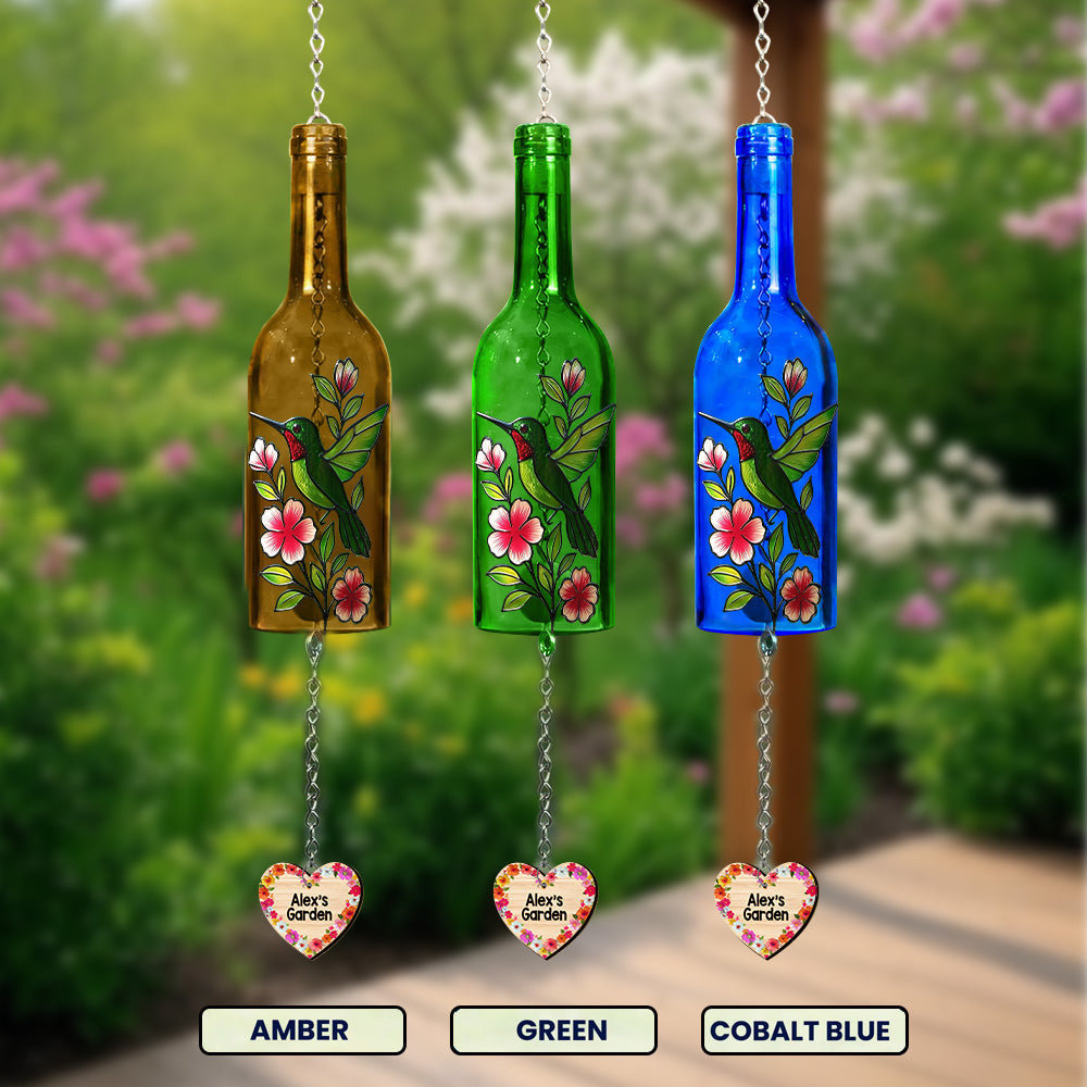 Love Gardening - Personalized Gardening Wine Bottle Wind Chime