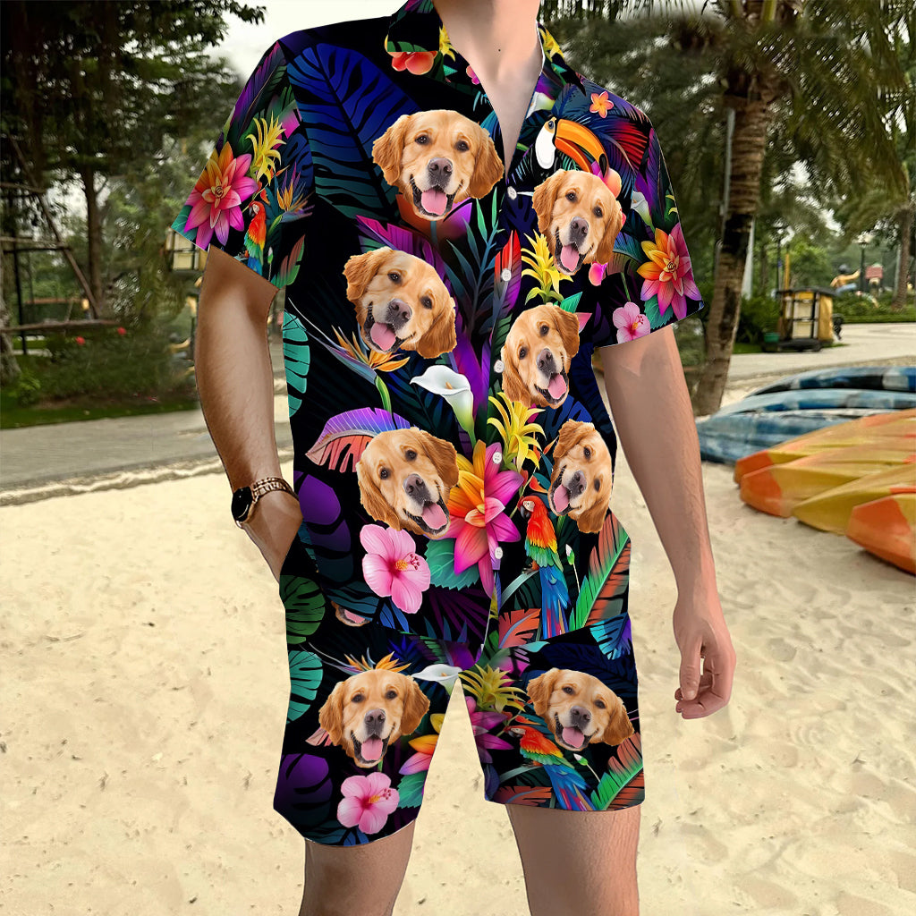 Floral Hawaiian - Personalized Dog Hawaiian Shirt & Men Shorts