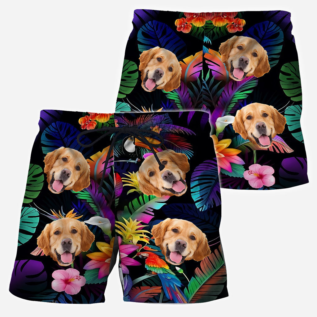 Floral Hawaiian - Personalized Dog Hawaiian Shirt & Men Shorts