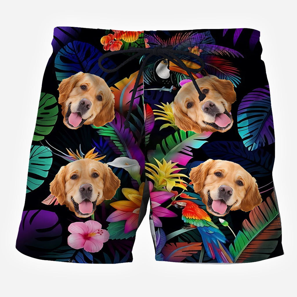 Floral Hawaiian - Personalized Dog Hawaiian Shirt & Men Shorts