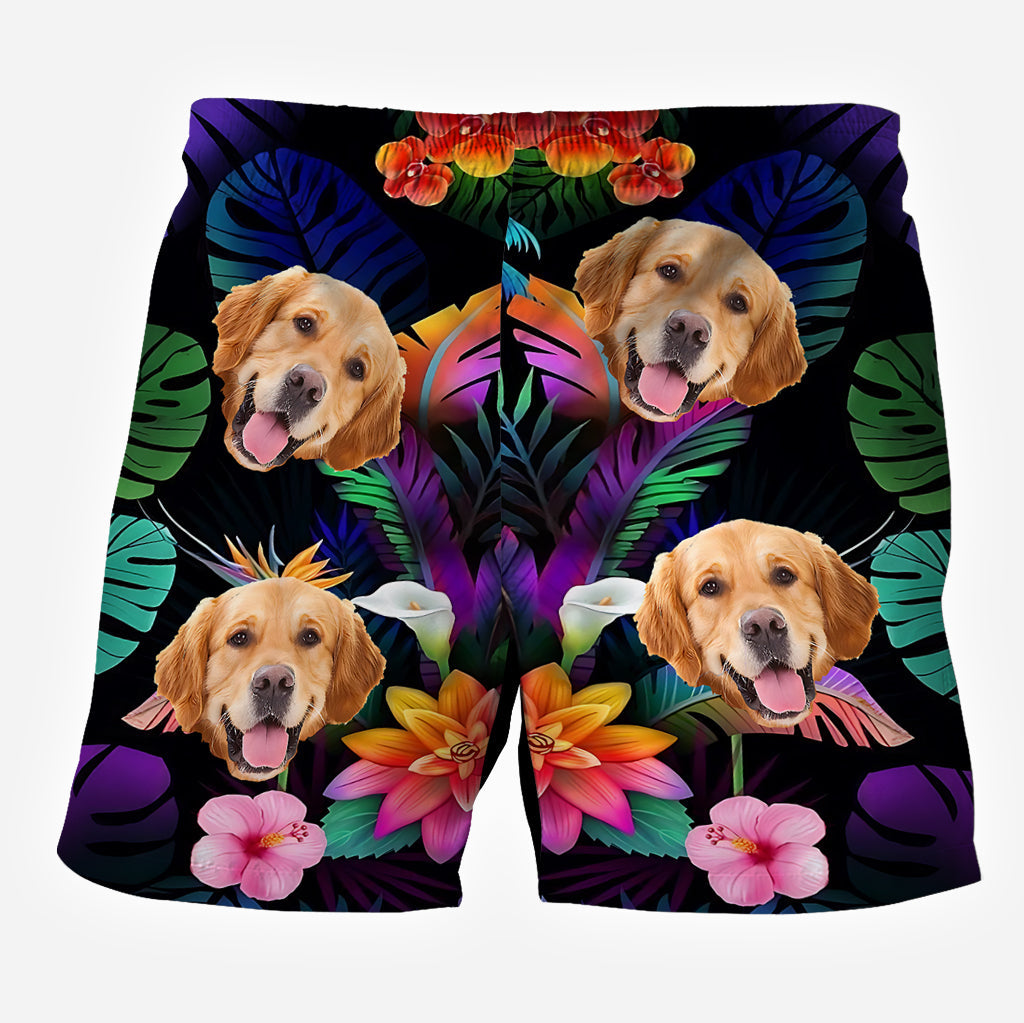 Floral Hawaiian - Personalized Dog Hawaiian Shirt & Men Shorts
