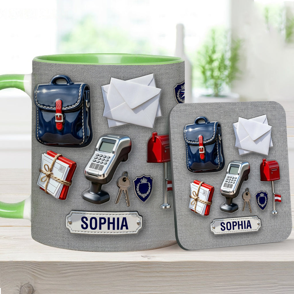 World Okayest Postal Worker - Personalized Postal Worker Accent Mug & Coaster