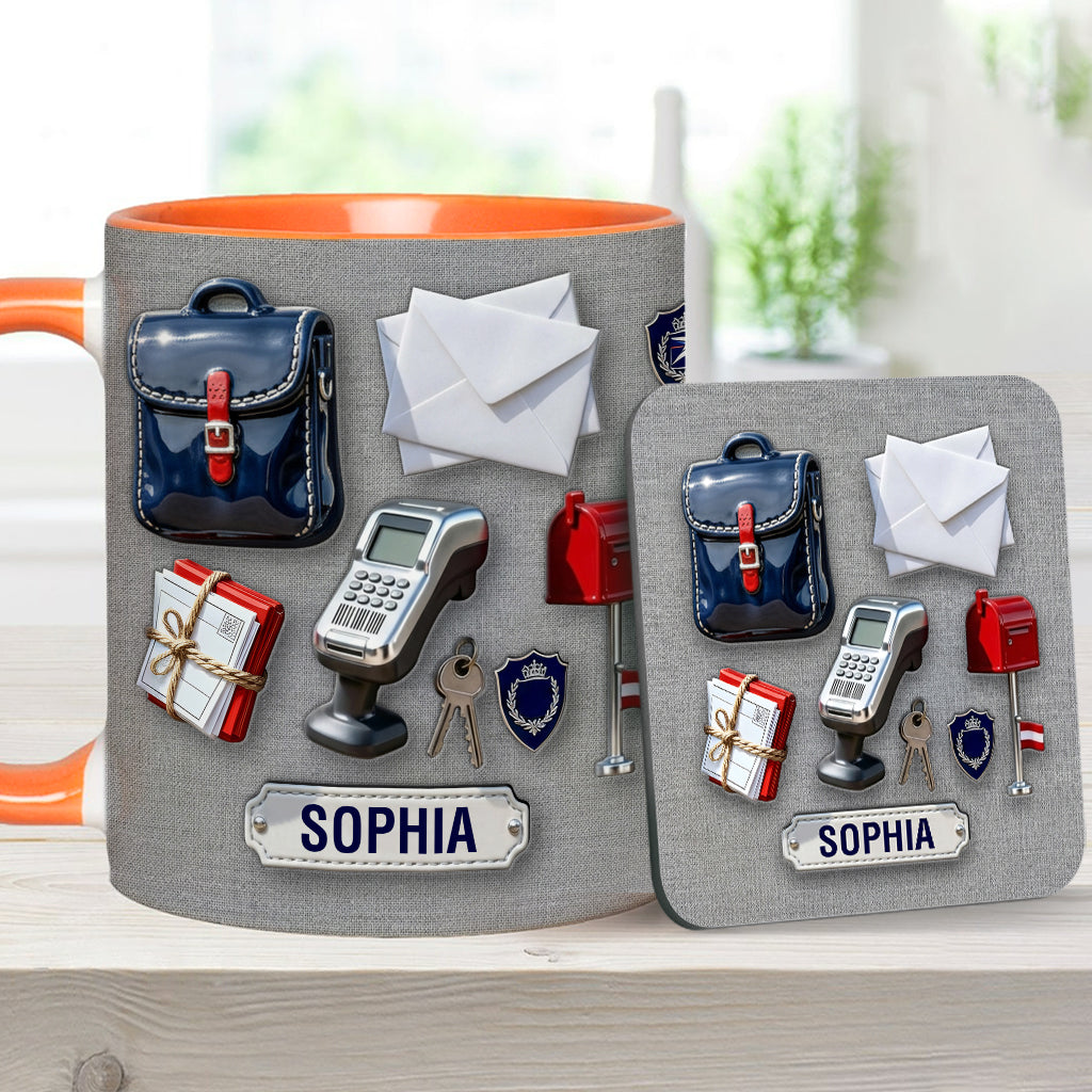 World Okayest Postal Worker - Personalized Postal Worker Accent Mug & Coaster