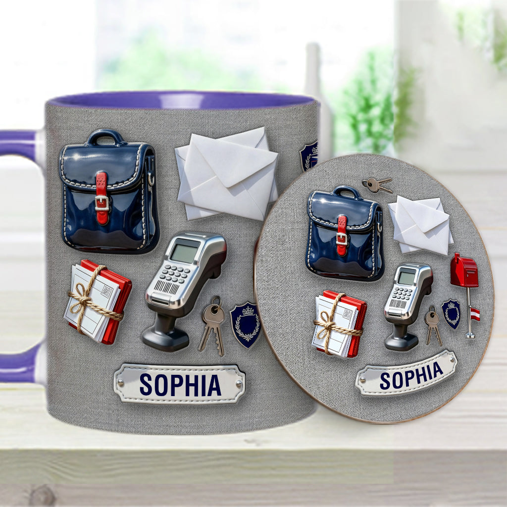 World Okayest Postal Worker - Personalized Postal Worker Accent Mug & Coaster