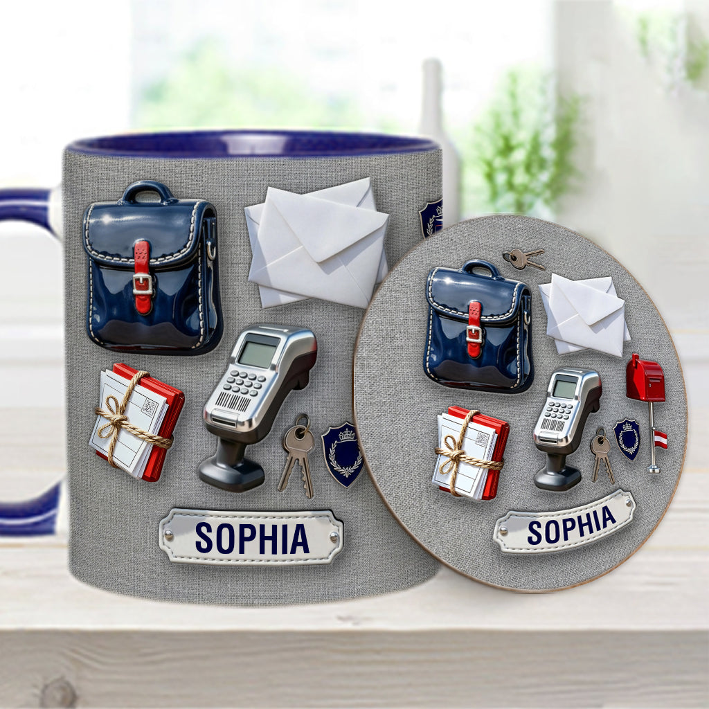World Okayest Postal Worker - Personalized Postal Worker Accent Mug & Coaster