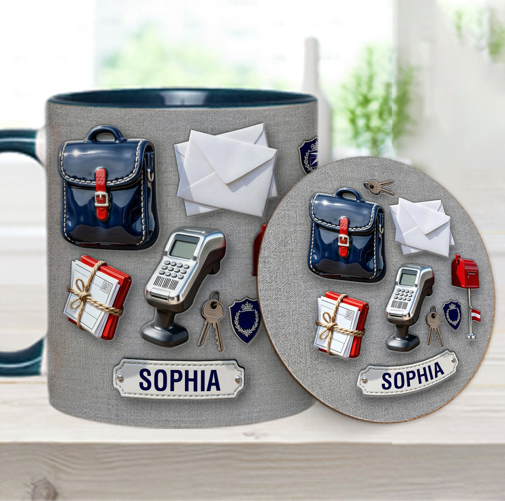World Okayest Postal Worker - Personalized Postal Worker Accent Mug & Coaster