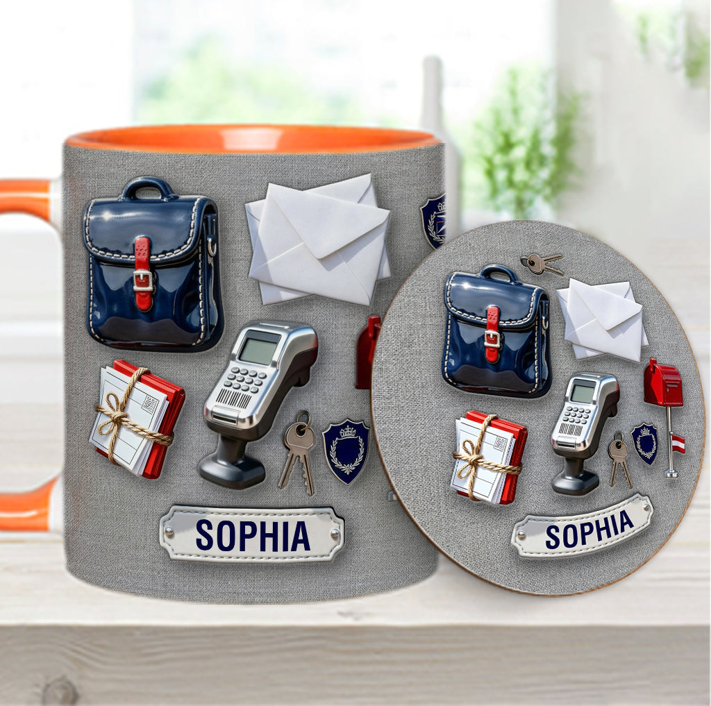 World Okayest Postal Worker - Personalized Postal Worker Accent Mug & Coaster