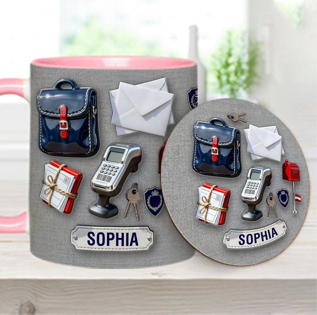 World Okayest Postal Worker - Personalized Postal Worker Accent Mug & Coaster