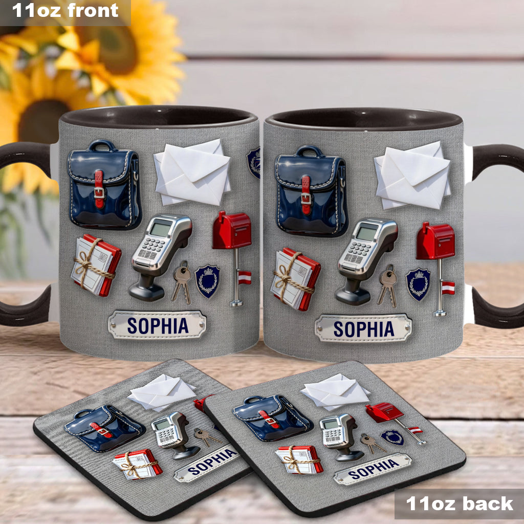 World Okayest Postal Worker - Personalized Postal Worker Accent Mug & Coaster