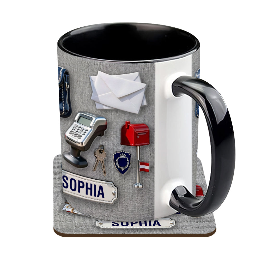 World Okayest Postal Worker - Personalized Postal Worker Accent Mug & Coaster