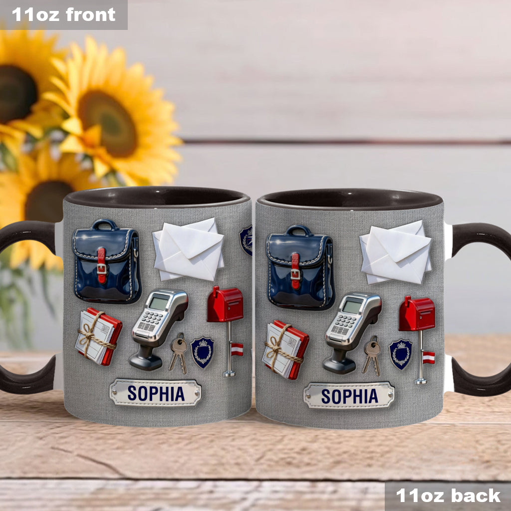 World Okayest Postal Worker - Personalized Postal Worker Accent Mug & Coaster