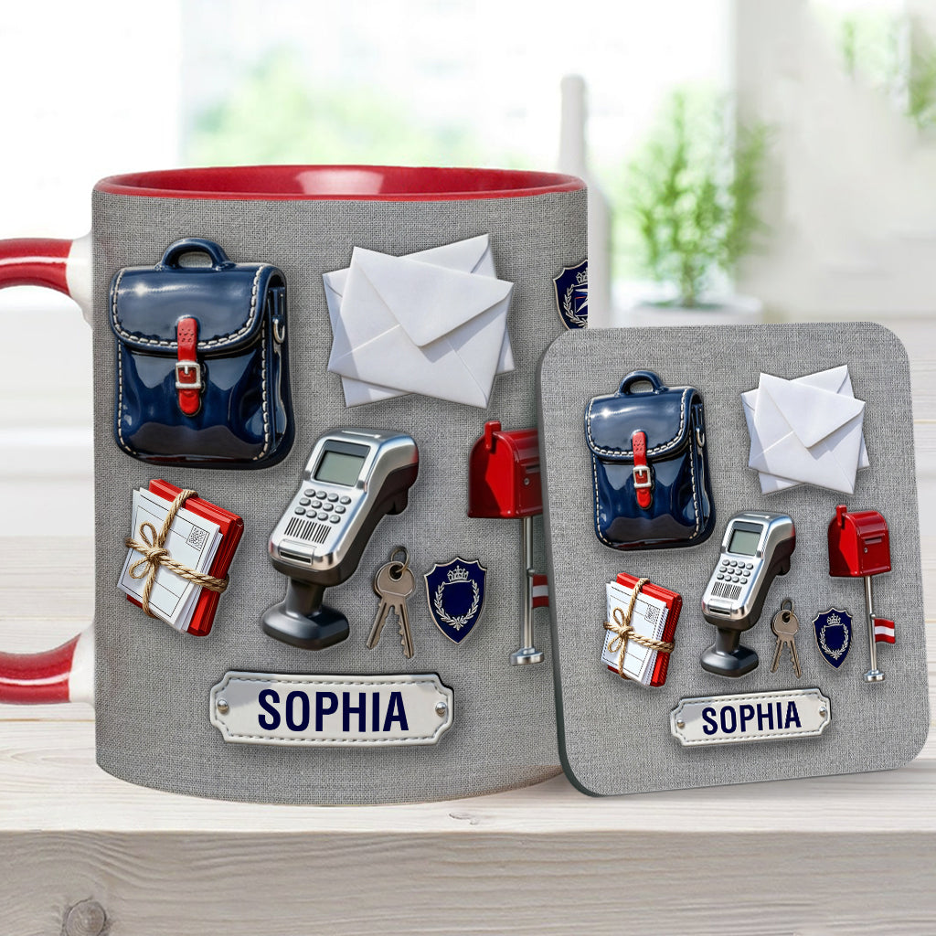 World Okayest Postal Worker - Personalized Postal Worker Accent Mug & Coaster