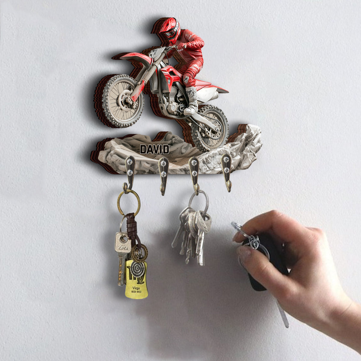 Ride Or Die - Personalized Dirt Bike Custom Shaped Key Rack