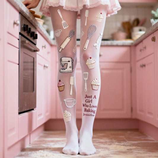 Just A Girl Who Loves Baking - Personalized Baking Women Pantyhose Tights